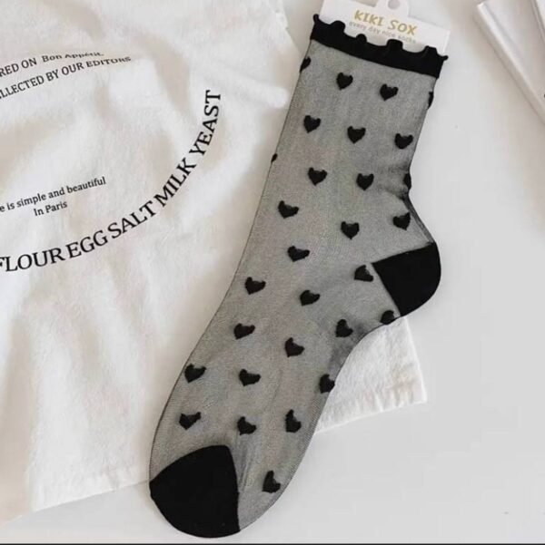 جواريب اسود شفافه قلوب