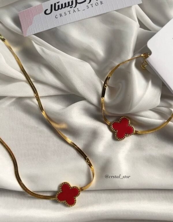 ڤان كليڤ سيت ثنـائي قلاده وسوار احمر