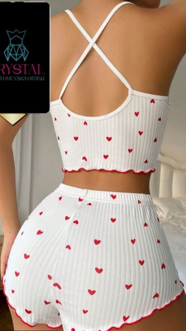 سيت شورت قلوب اكس احمر