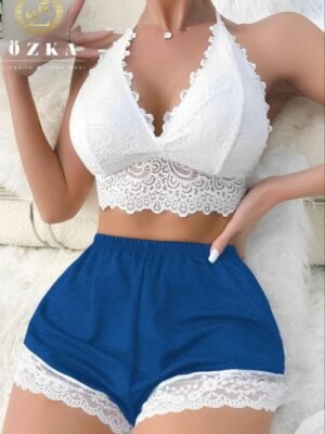 شورت دانتيل ازرق