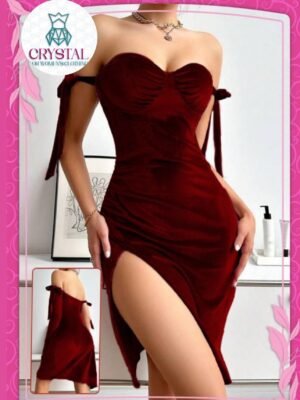 فستان مخمل ماروني 🔥