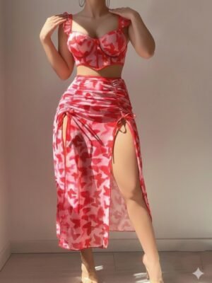 لانجري تنوره طويله وردي